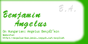 benjamin angelus business card